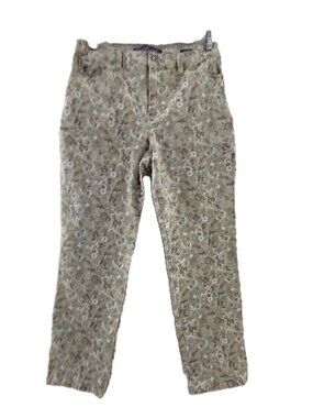 Gloria Vanderbilt Jeans Womens 10 Beige FLORAL DENIM High Rise Stretch Amanda
